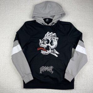 Y2K Arsenic Skater Skull Goth Punk Layered Long Sleeve Hoodie Size S